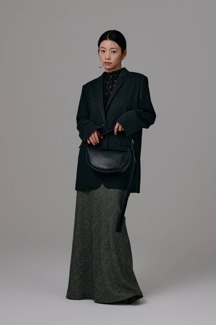【新品タグ付】louren ツイードナロースカート チャコール　Mサイズ louren tweed narrow skirt ツイードナロースカート charcoal | planet3rd