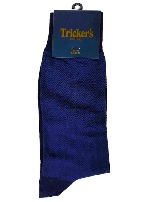 ★新品未使用・海外限定品★ トリッカーズ Tricker's　ヘリンボーンソックス　靴下　ネイビー