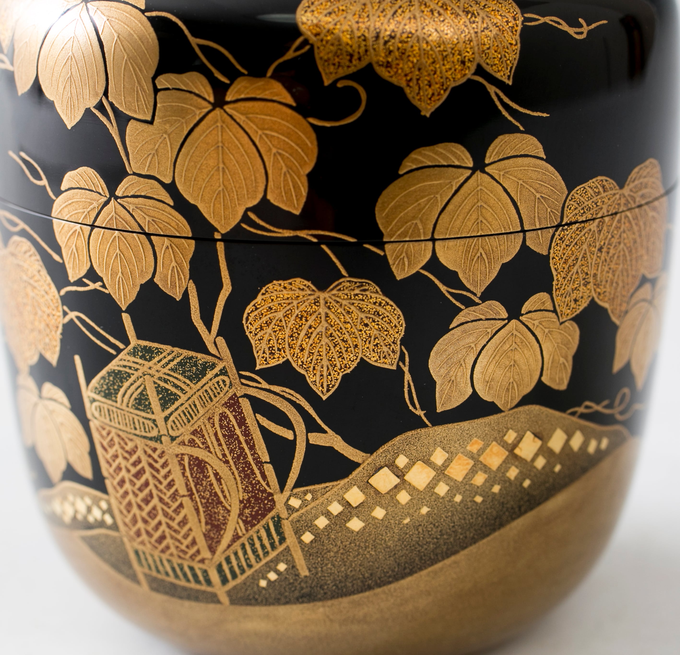 棗 内銀留蔦蒔絵 堀川蒼雲 堀内宗完 花押 書付 利休棗 加賀蒔絵 黒塗 
