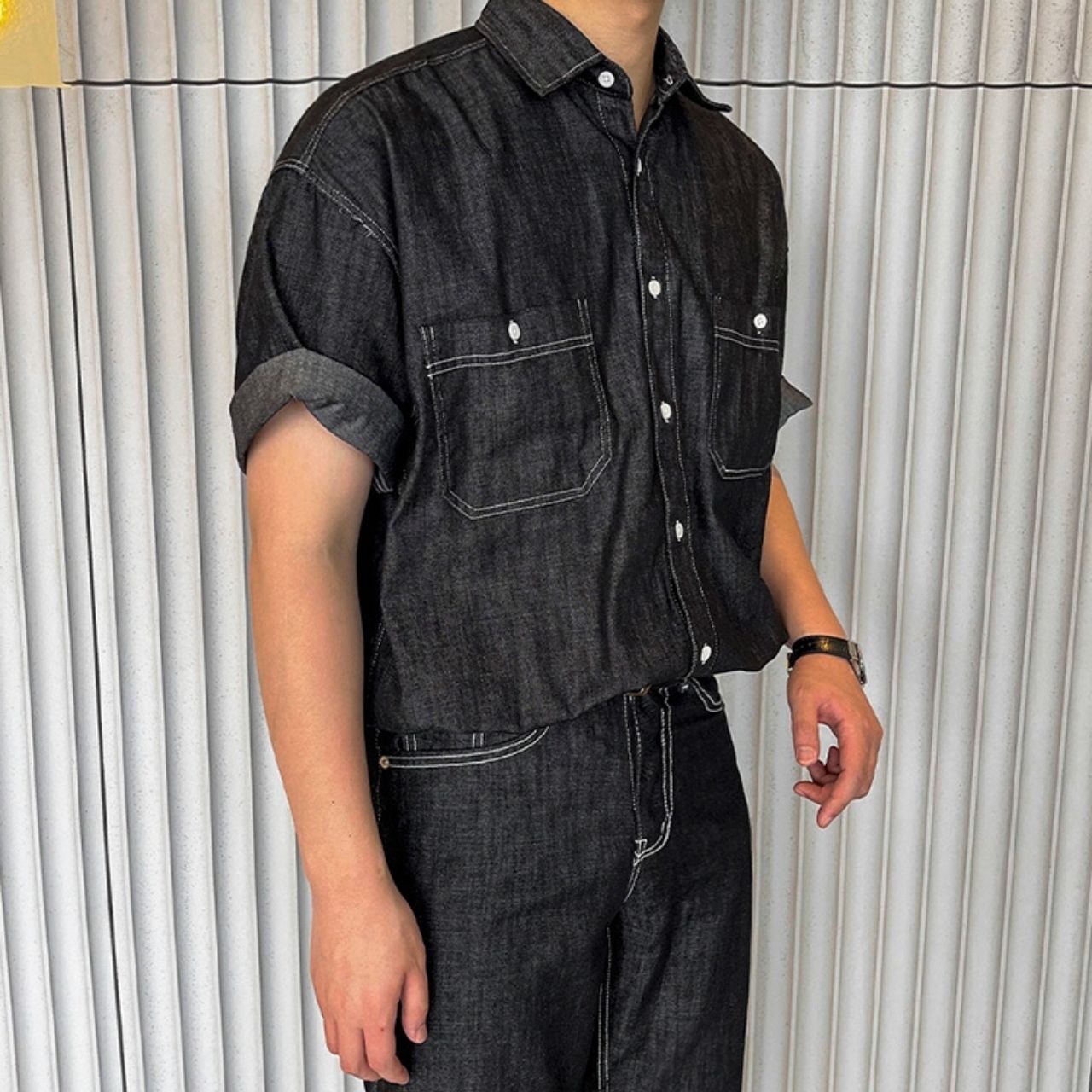 ブラックデニムシャツ　（別売りでセットアップのパンツあり）　MT0080436