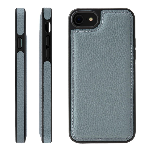 HANATORA for iPhone 8 7 SE3 SE2 (第3世代 第2世代) ケース 本革 耐衝撃 バンパー型 スマホケース スマホ 側面本革 シュリンクレザー ギフト ブルーグレー WPG-8SE-BlueGray