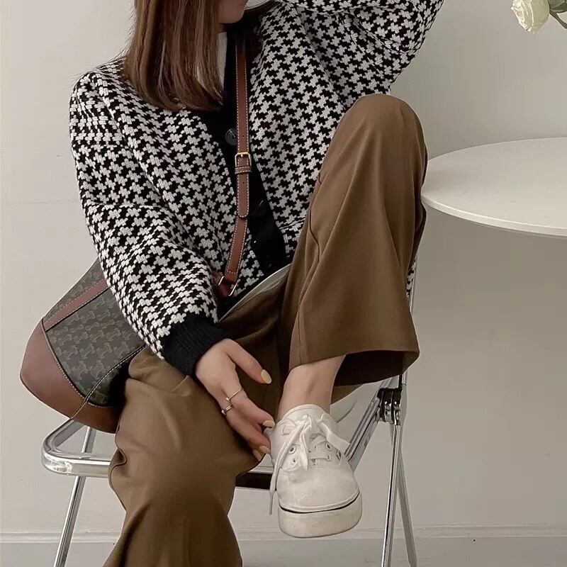 【3color】レトロ柄ニットカーディガン