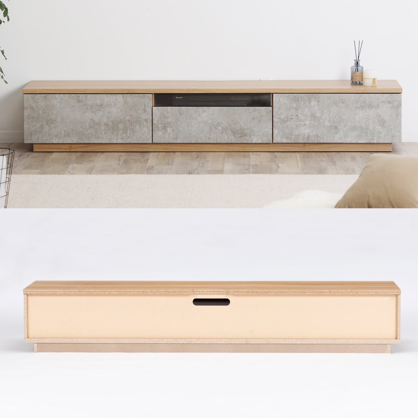 テレビボード 200 セラミック調 グレー テレビ台 200cm ローボード