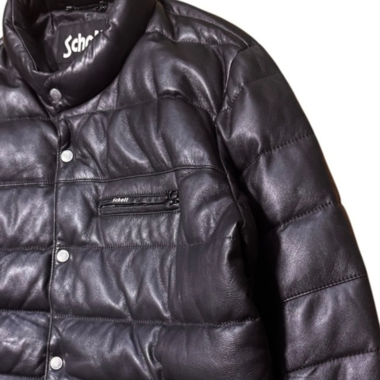 ビッグサイズXL Schott 羊革 シープレザー ダウンジャケット ブラック 
