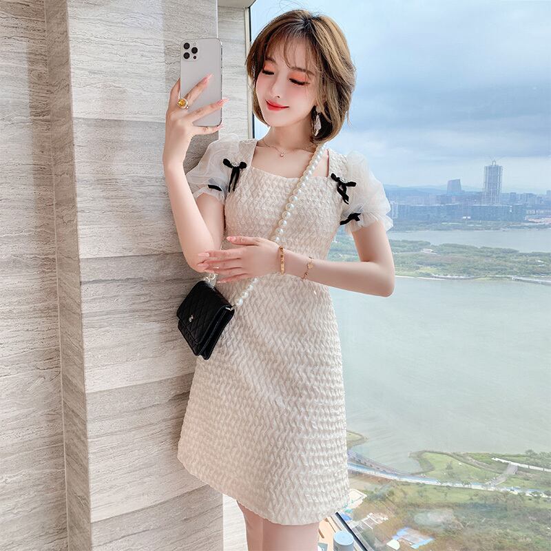 カラージャカードウェストドレス サマー 夏物 スクウェア MIUCO34013766559