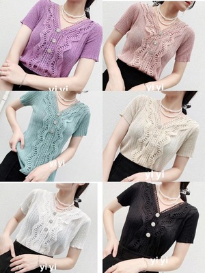 レースつき　リブカーデ　AJ111-2016