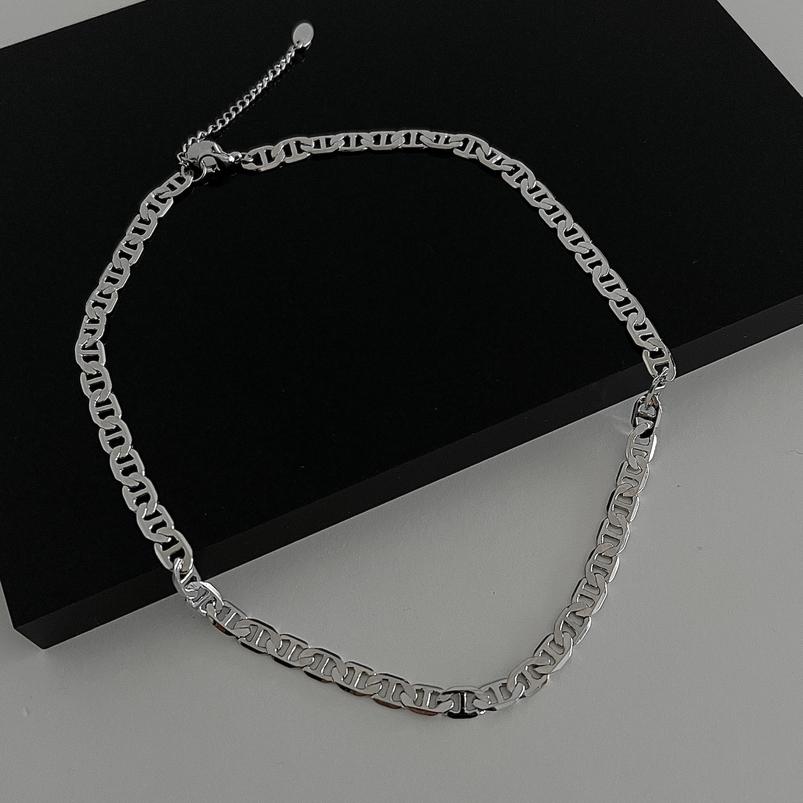 CNK-88B ナバホパール シルバービーズネックレス 40cm 燻しあり