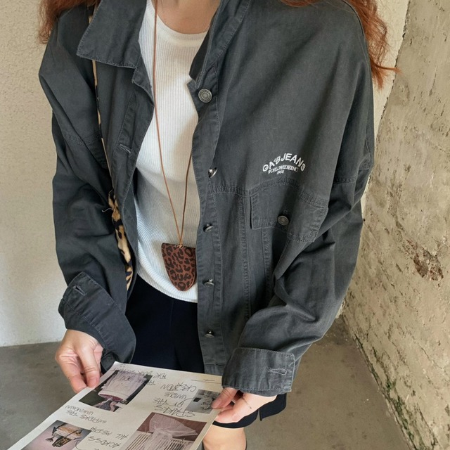embroidered logo over jacket J00019