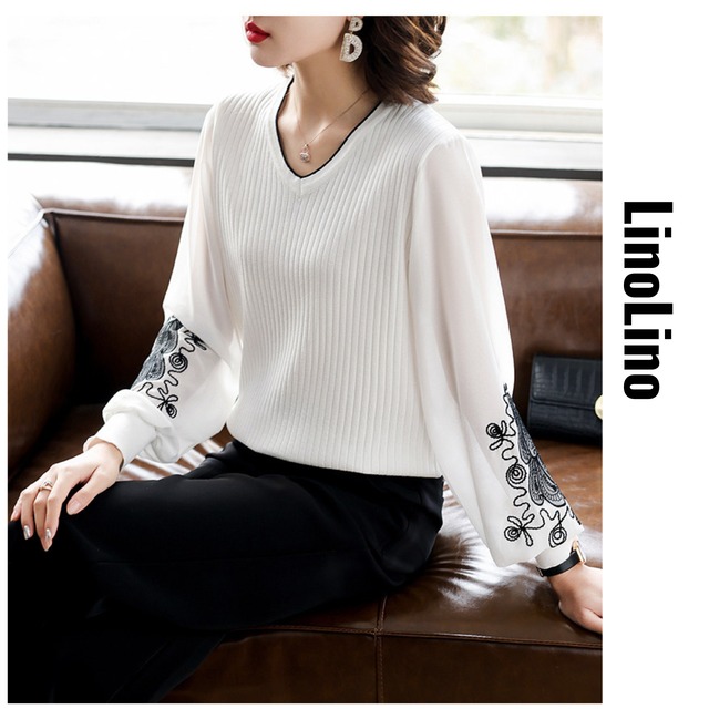 Long Sleeve Ribbed V-Neck Pullover L00772