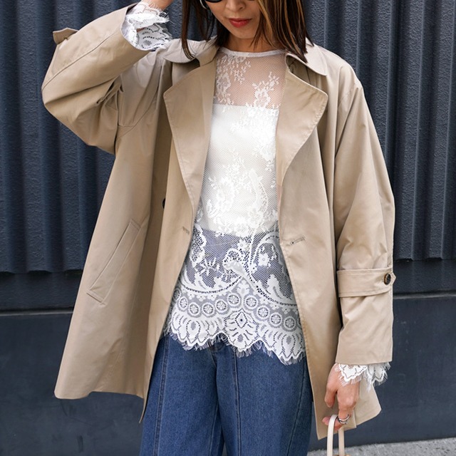 （Y69）オーバーフレアトレンチコート