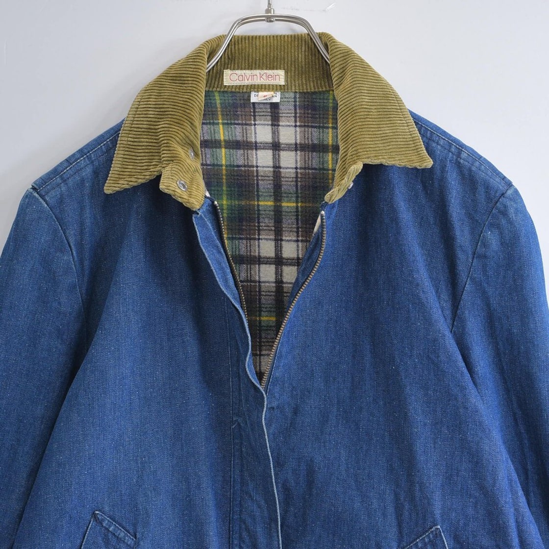 70～80s CalvinKlein カルバンクライン コーデュロイ 襟切替 チェック 