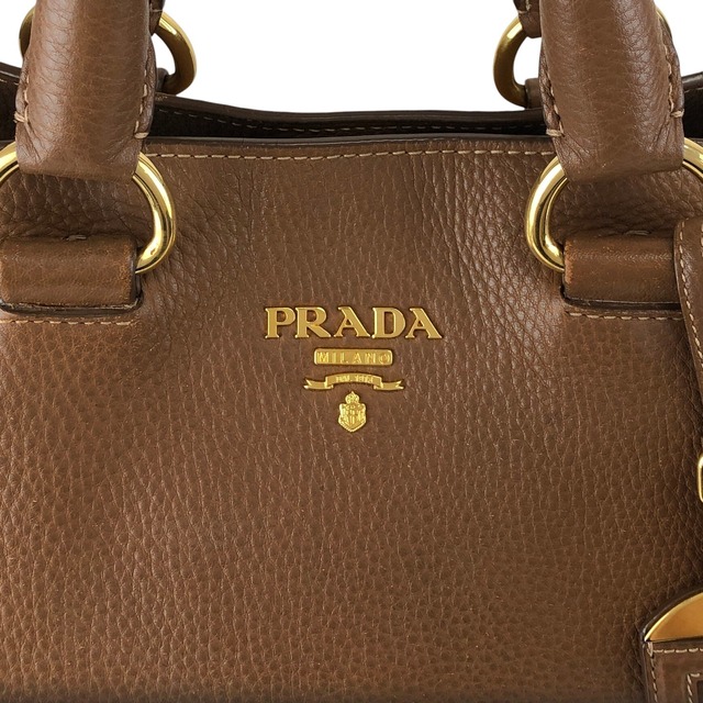 PRADA プラダ トートバッグ ブラウン ロゴ レザー 2way vintage ヴィンテージ オールド 38ggy4