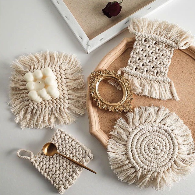 ハンドメイド マクラメコースター [pl036]