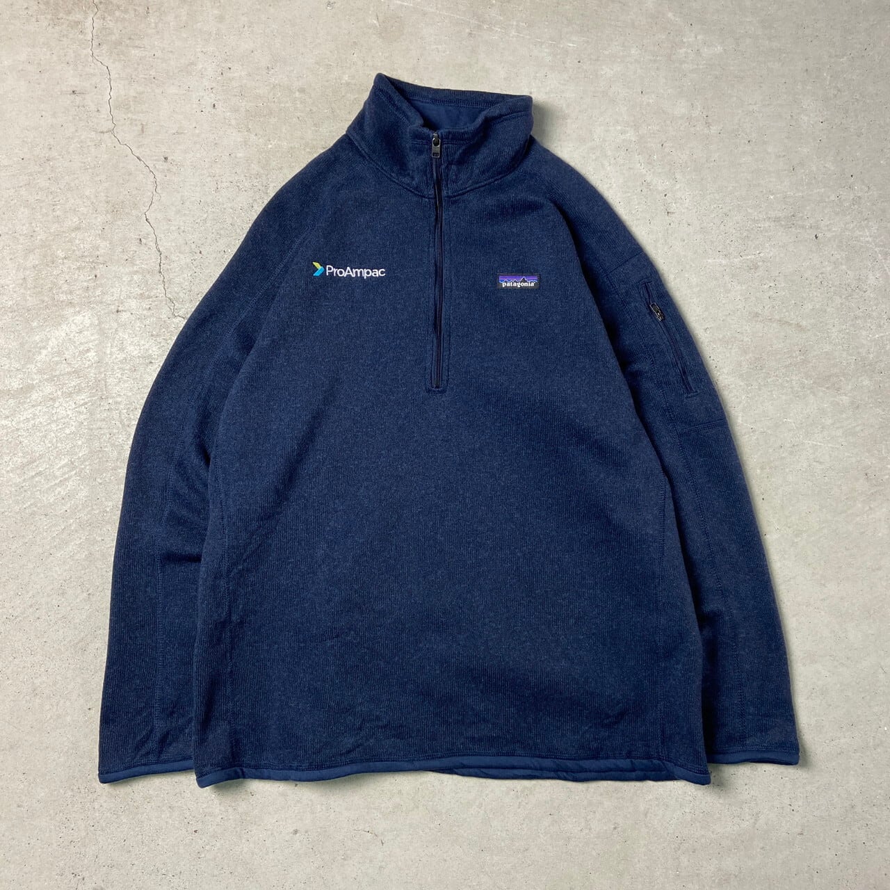 patagonia パタゴニア 企業ロゴ刺繍 ベターセーター 1/4ジップ フリースプルオーバー メンズXL 古着 19年製 ハーフジップ ネイビー  紺色【フリースジャケット】 | cave 古着屋【公式】古着通販サイト