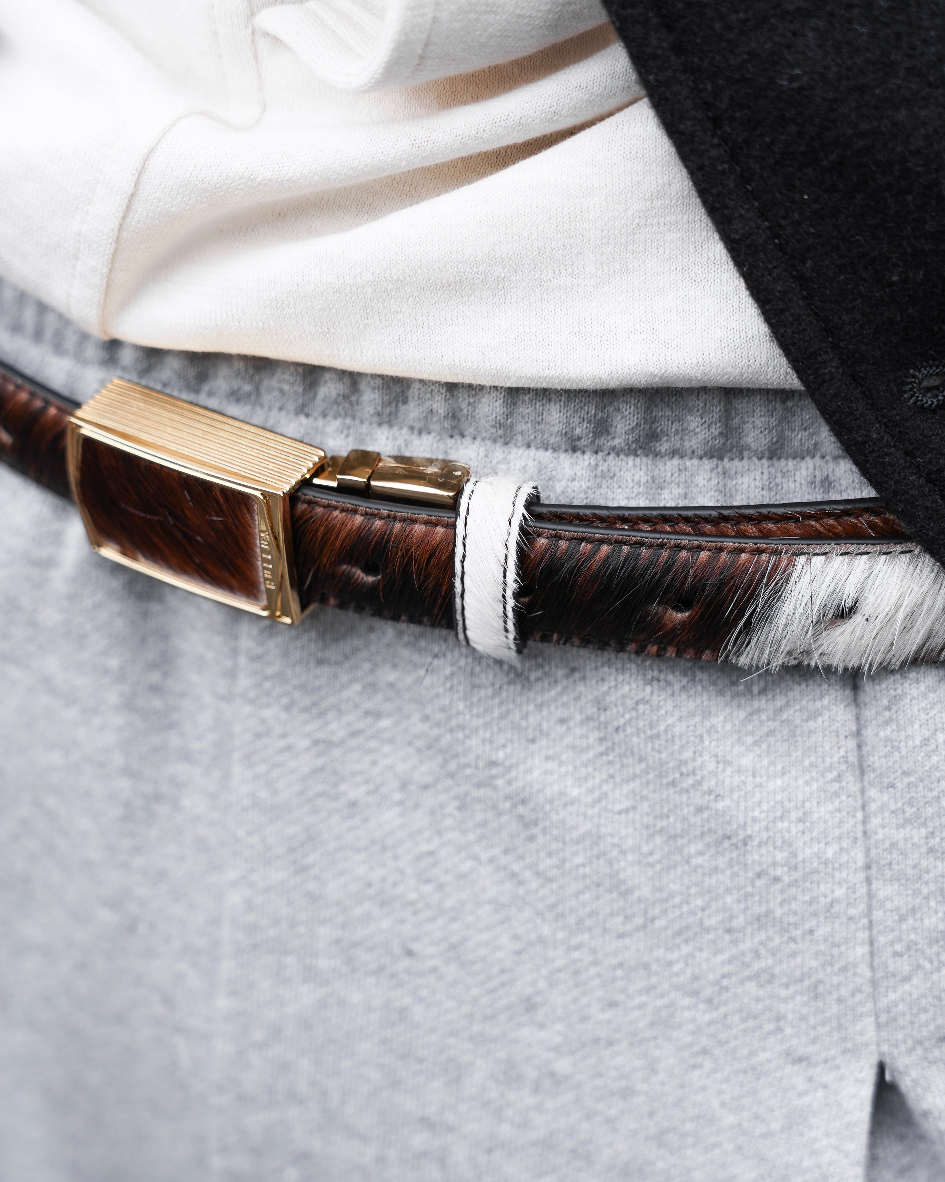 NULLUS SS26 Reversible Pony Hair Calfskin Belt | hypeofficial