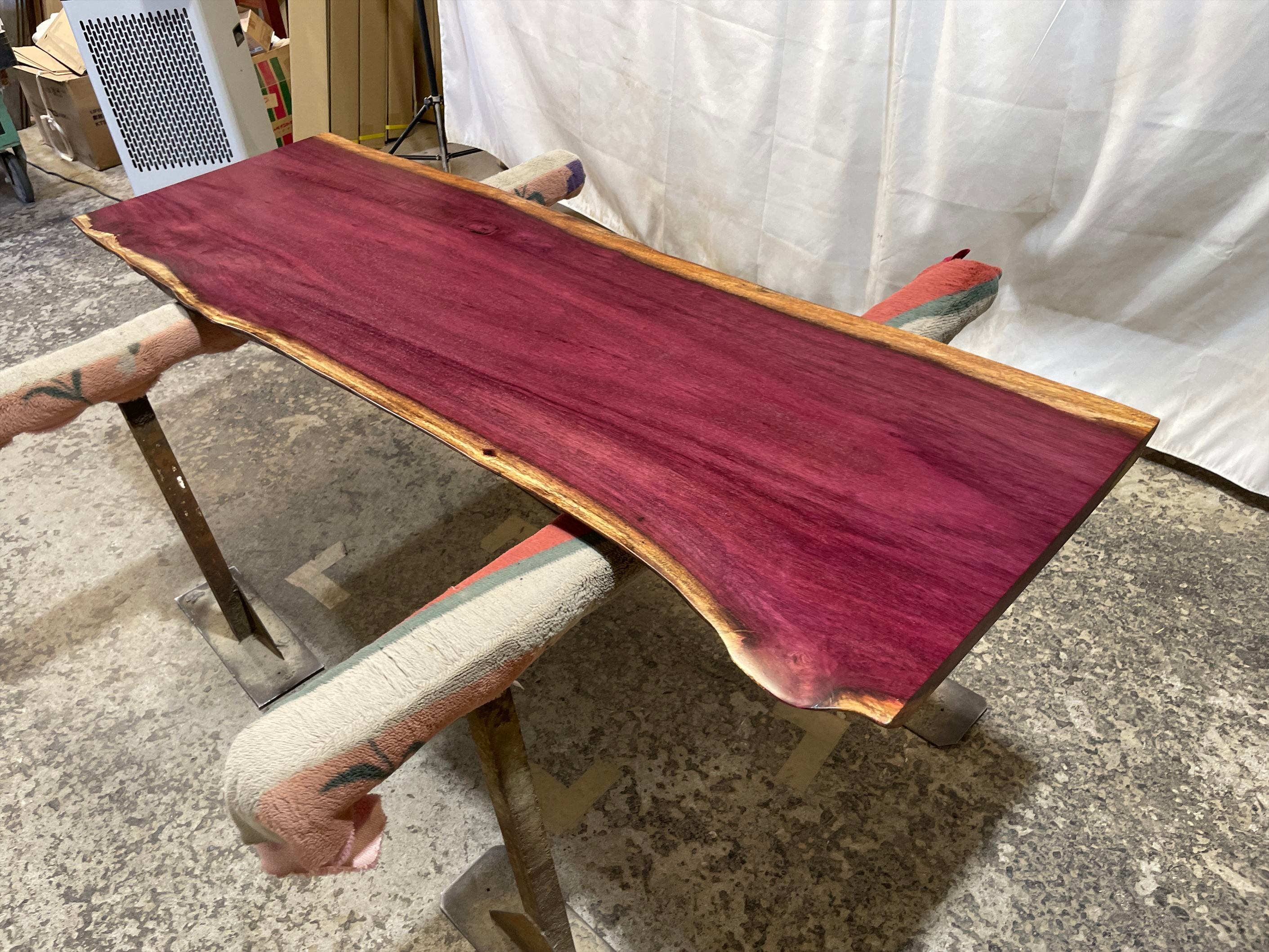 パープルウッド　無垢　1枚板　天板　レトロ パープルウッド無垢1枚板天板レトロ