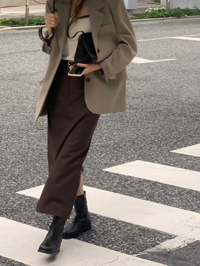 (OUNCE) wool maxi skirt / 2color