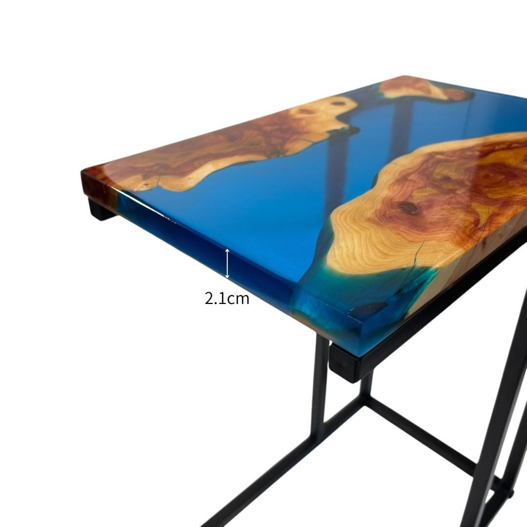 サイドテーブル レジン リバー アイアン 無垢材 木製 天然木 一