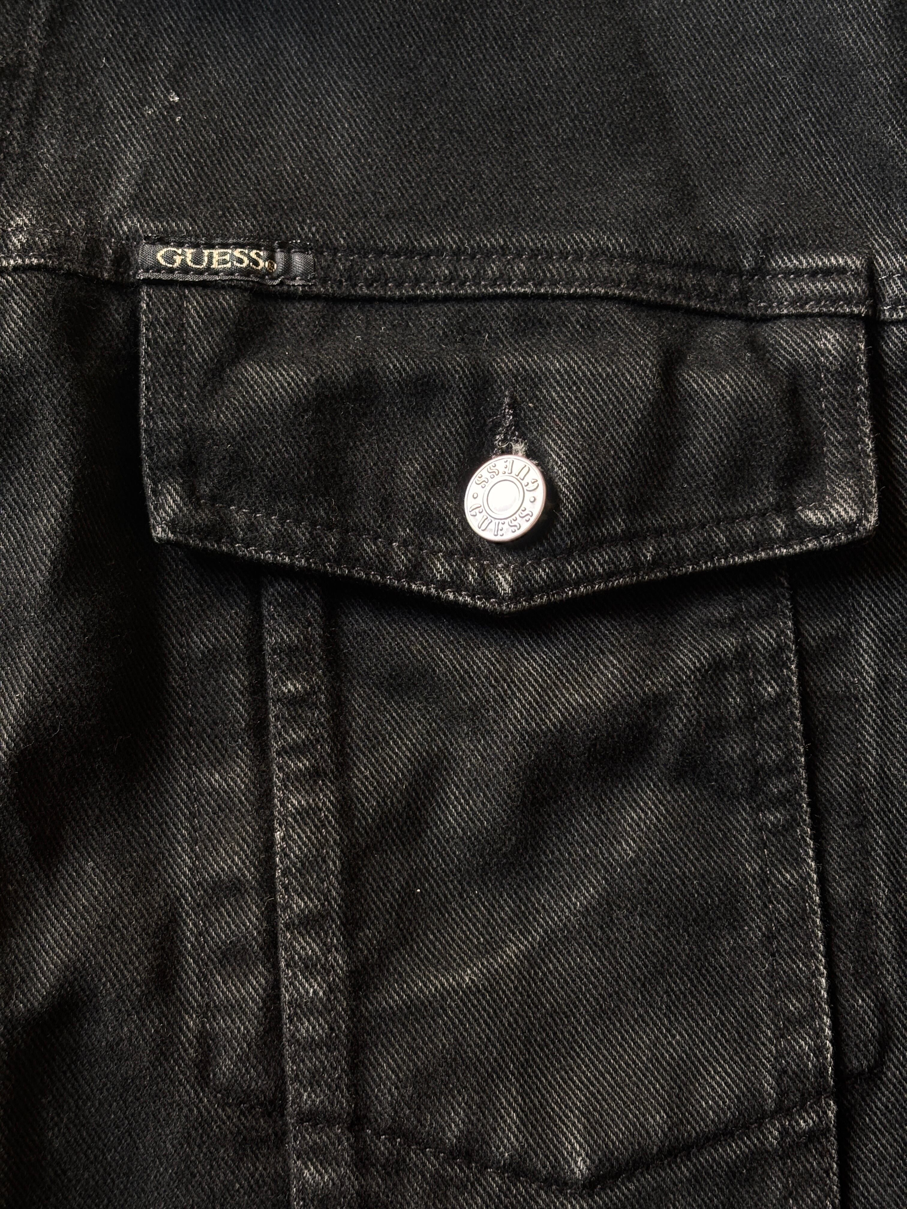 90s GUESS/Black Denim Jacket/USA製/M/ブラックデニムジャケット/G