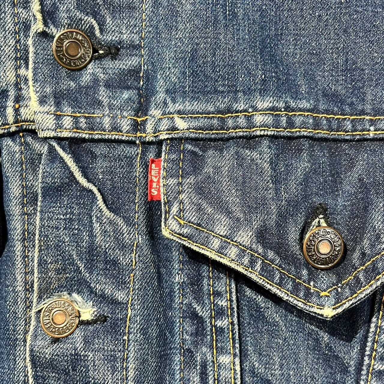 68-71s Levi's デニムジャケット 70505 BIG E 60's Levi's 70505 BIG-E デニムジャケット 濃紺 良雰囲気 実寸