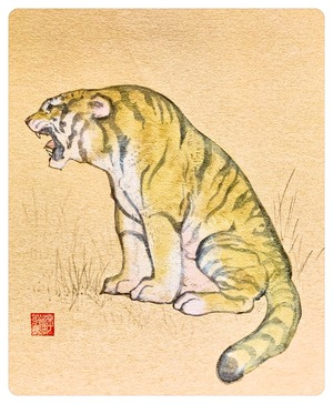 虎の和風色紙アート