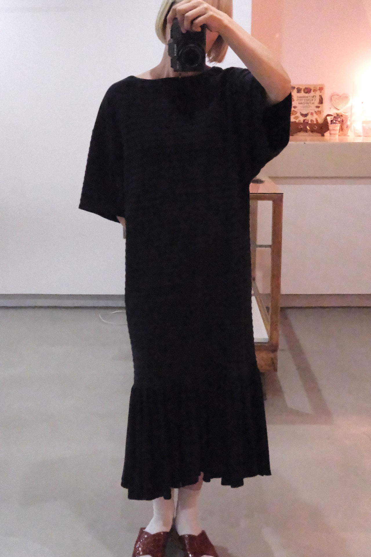 Vuokko ribbed jersey frilled hem dress