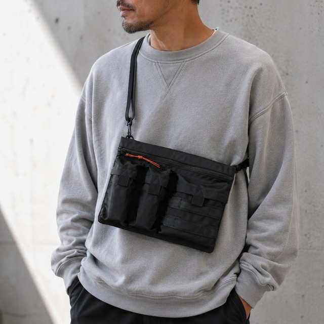 【H0260】Multi-Pocket Shoulder Bag Military Design / 2color