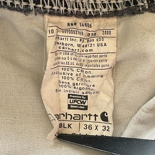 00s USA製 ブラック ダブルニー Carhartt B01 BLK w36 詳細写真11