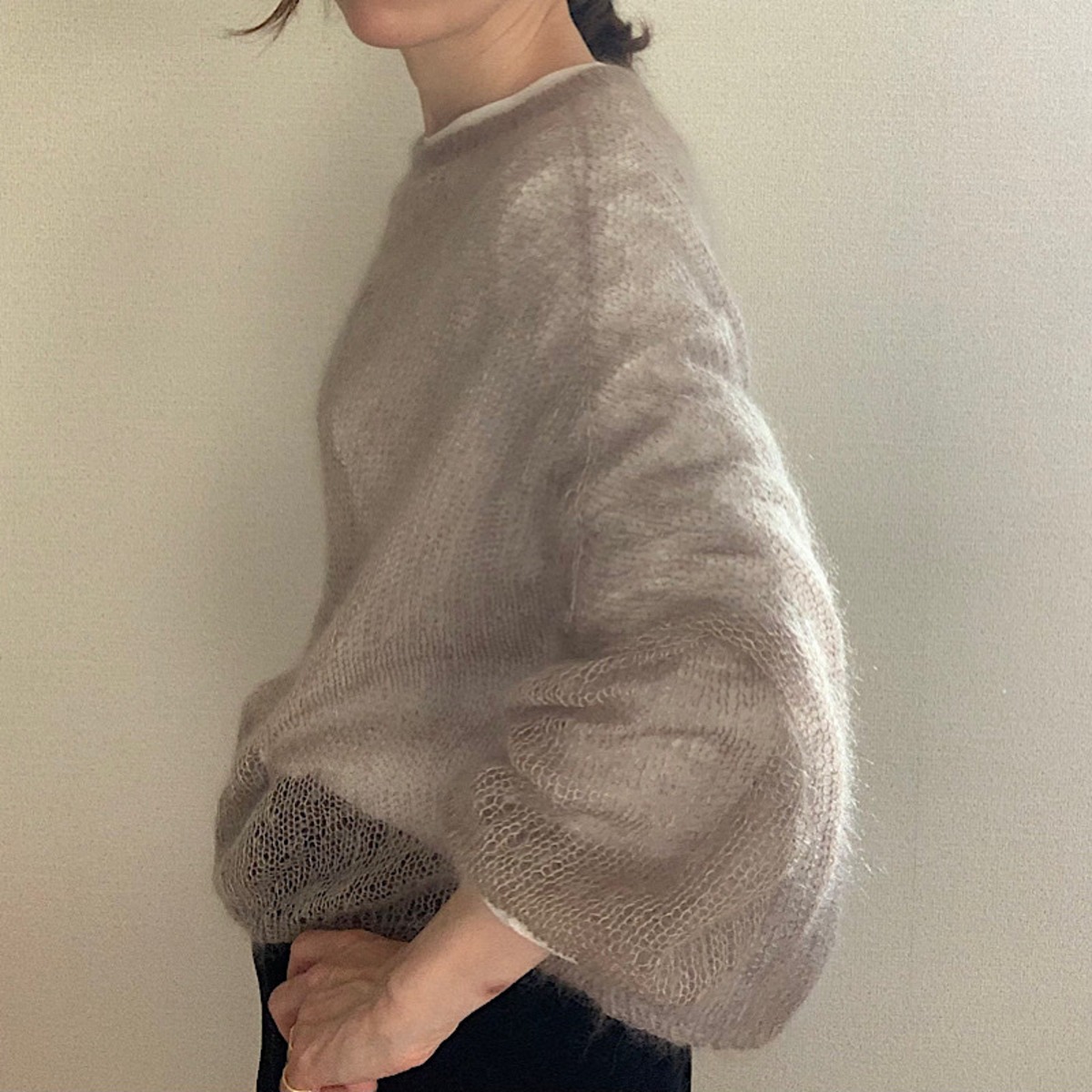 sheer na knit」シルクモヘアのシアーニットのパターン | amimono idee 