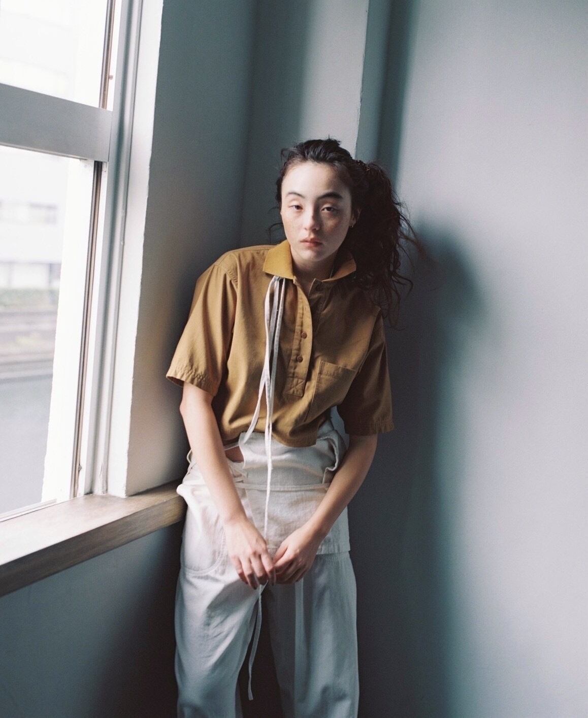denim puckering pants | papier.official