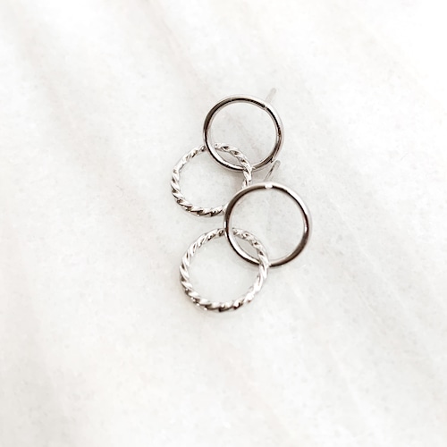 Double Ring Pierce silver n458