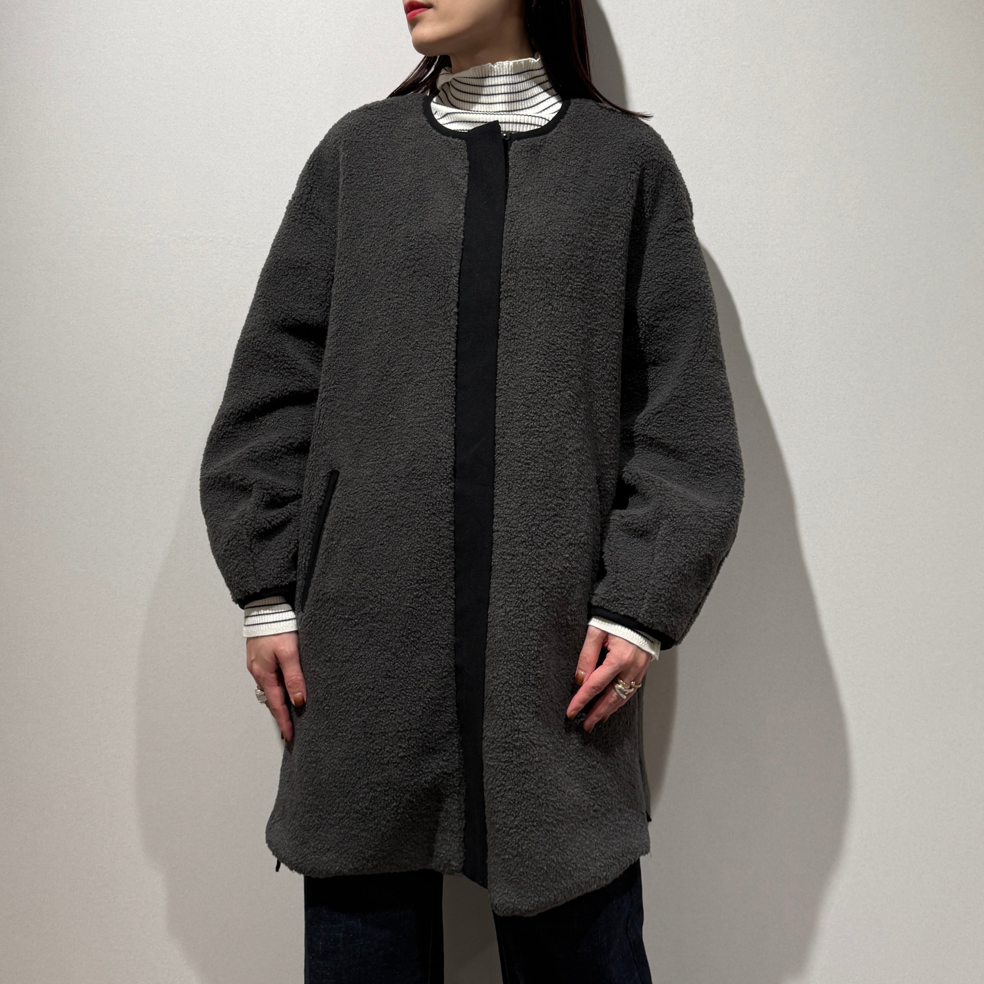 脇ファスナーリバーシブルボアロングJK | トワミーオンラインショップ