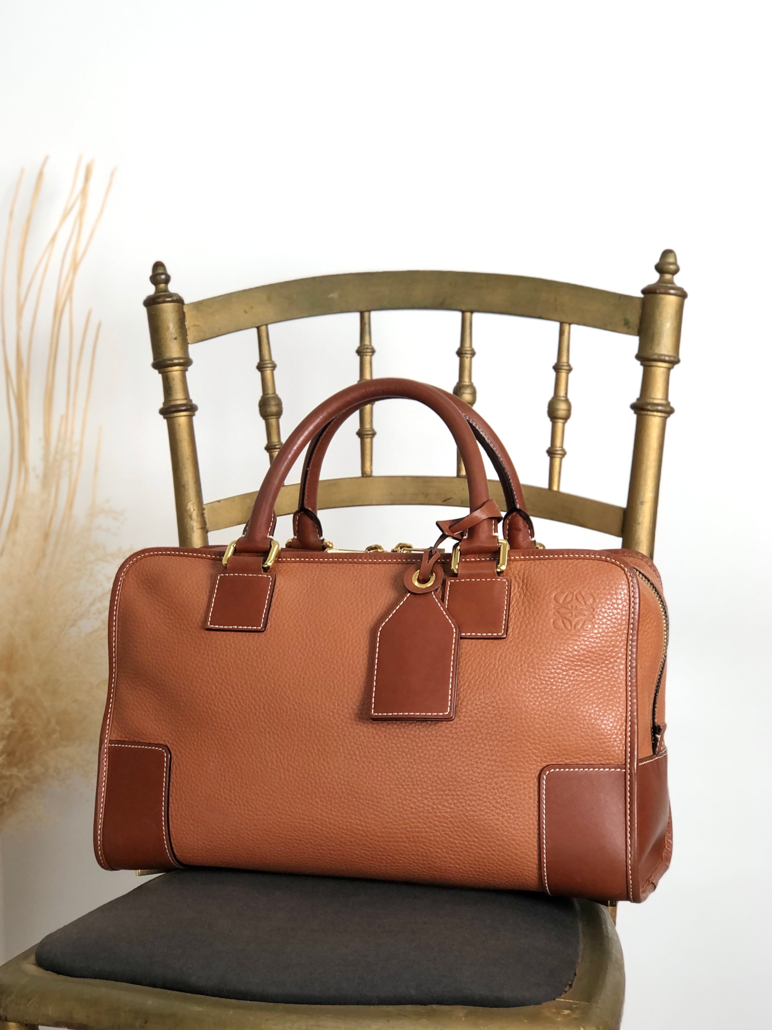 LOEWE ロエベ アマソナ36 ハンドバッグ ピンクブラウン アナグラム