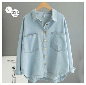 デニムシャツ 長袖 長袖シャツ レディース S-2XL カジュアルシャツ 無地 綿 トップス 大人 カジュアル 26LT1046