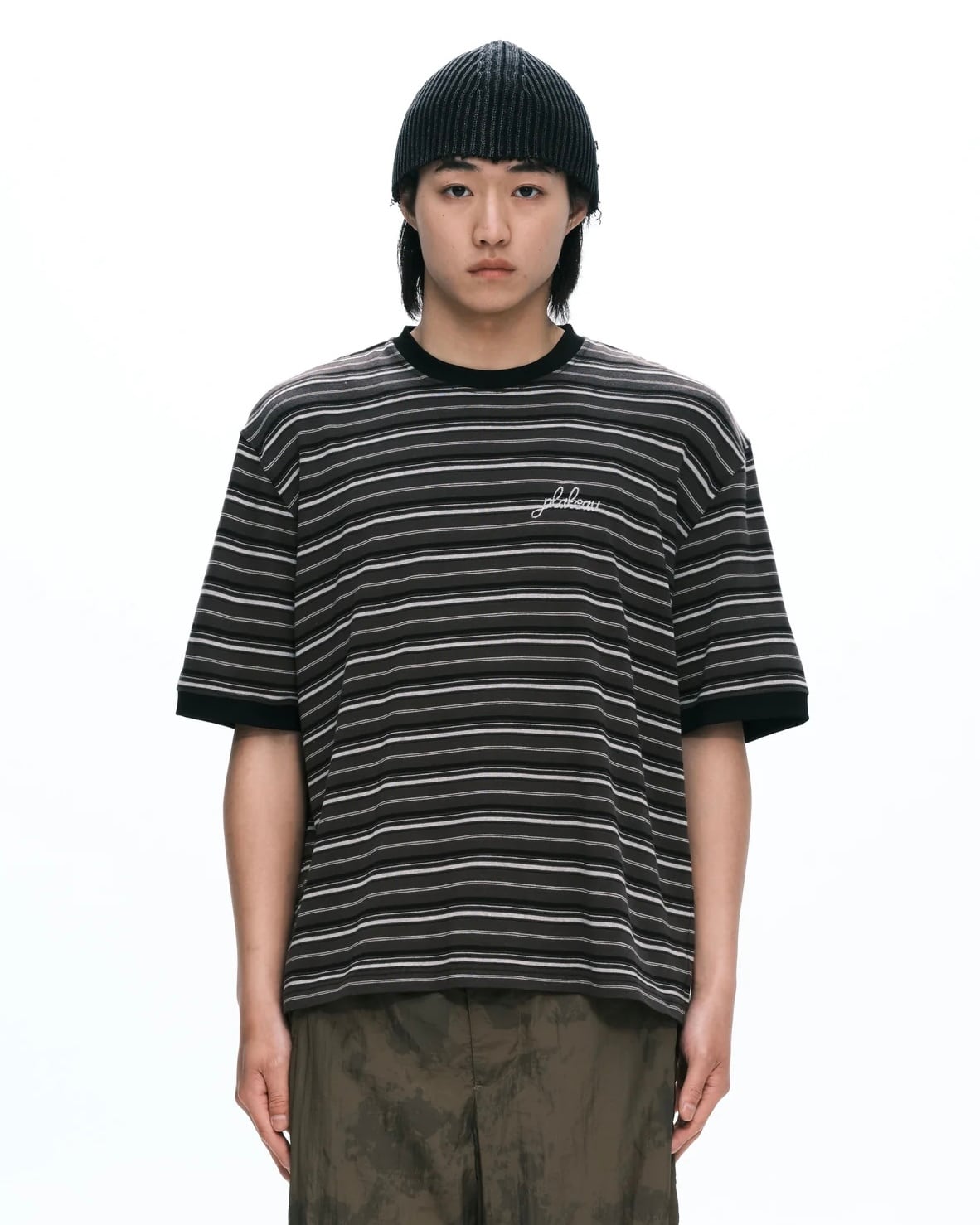 PLATEAU STUDIO【Stripe logo tee -black stripe-】