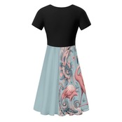 Women's Black Top Ruffle Summer Dress Paisley 4708