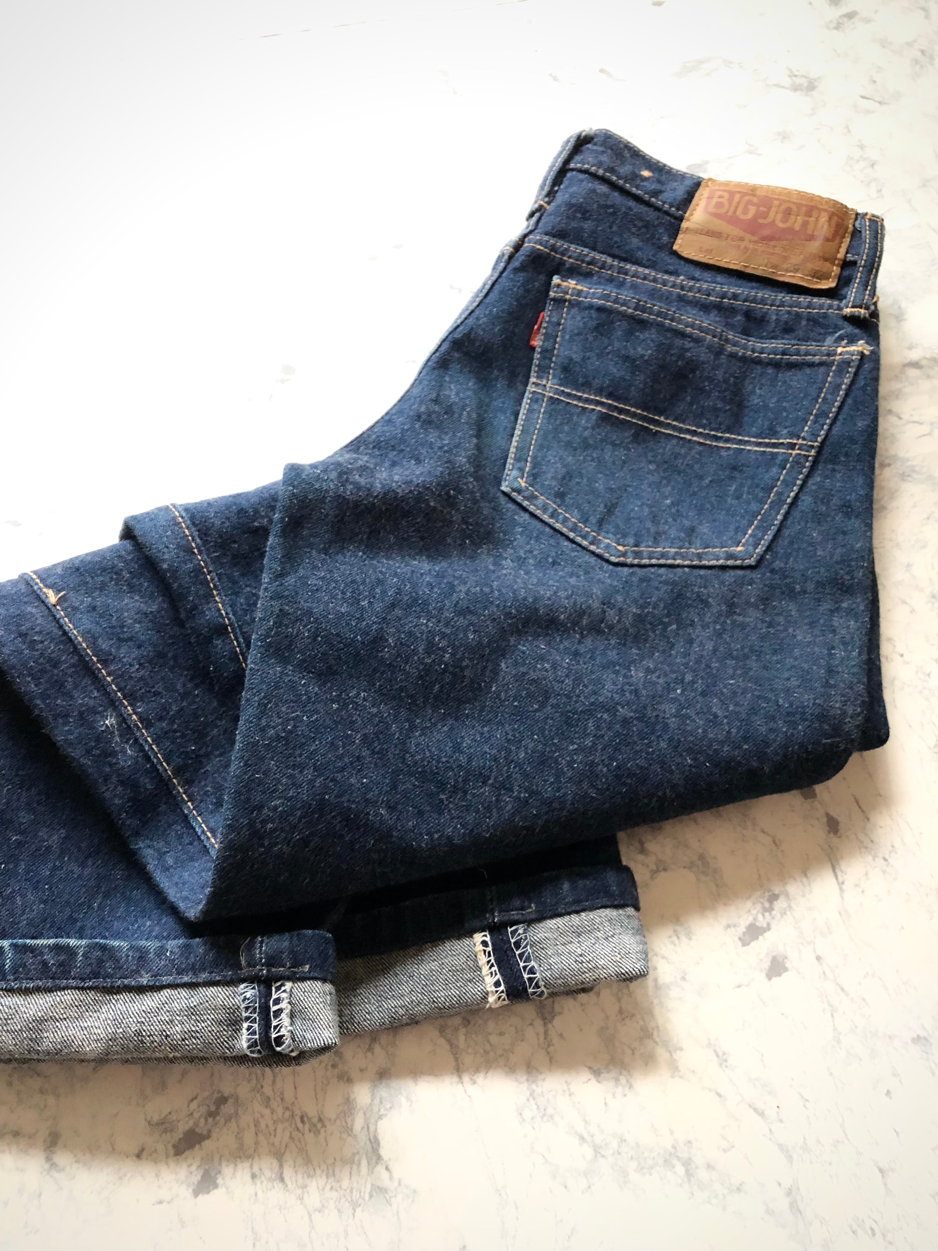 60s-70s BIG JOHN / RED-LINE 5PKT INDIGO DENIM STRAIGHT OLD