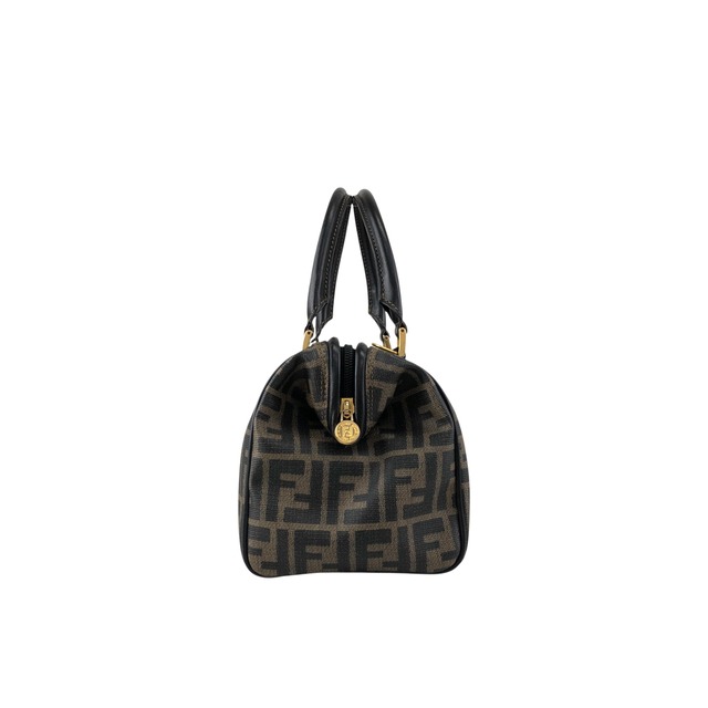 FENDI フェンディ ズッカ ハンドバッグ ブラック ロゴ PVC レザー 2way ミニボストン vintage ヴィンテージ オールド yh8esb