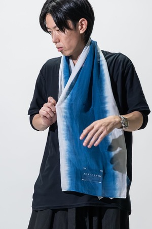 【数量限定】本藍染め × シルク スカーフ【夏の藍】【Made in OKAYAMA】