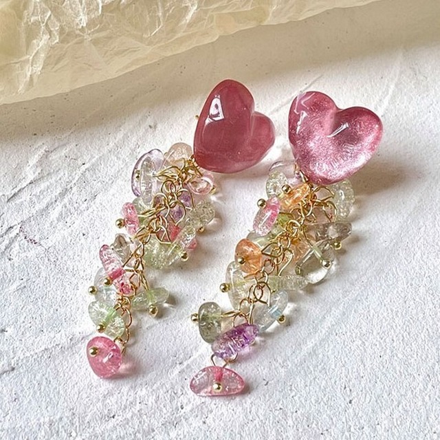 rose quartz heart pierce <a10096>