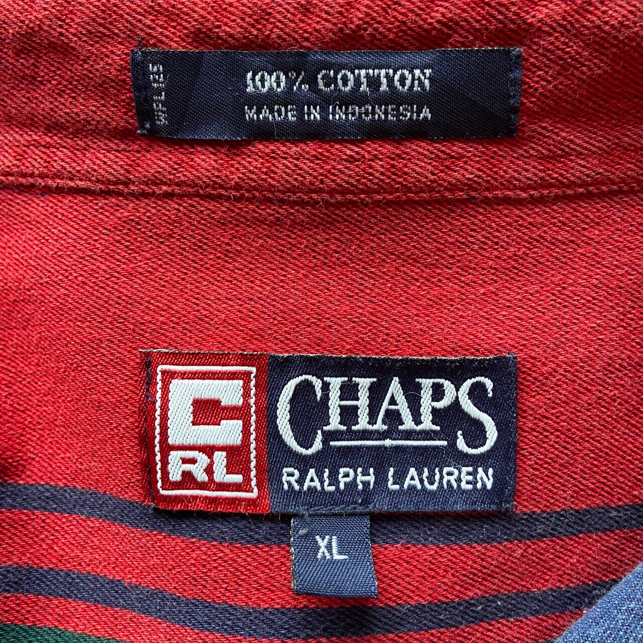 90年代 CHAPS Ralph Lauren マルチカラー ボタンダウンシャツ メンズXL
