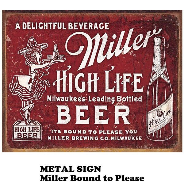 Miller Beer ミラービール ティン看板 メタルサイン Miller Bound to Please【ミラー ブリキ看板】 | BIG POPPA