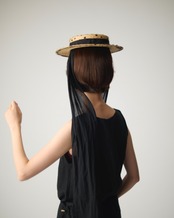 【Joëlle】Dot tulle canotier/ドットチュールハット