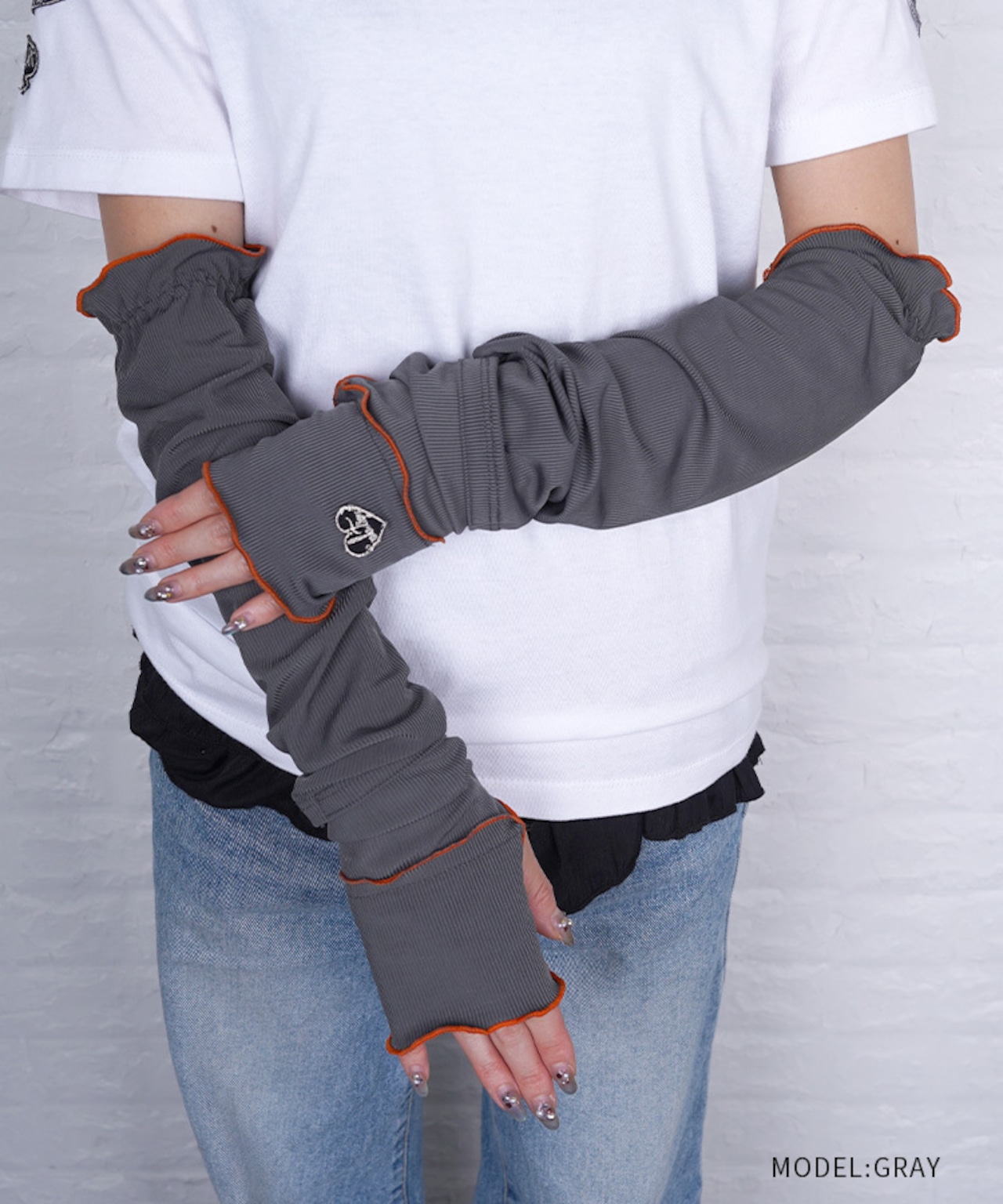 【直営限定ITEM】バイカラーメロウアームカバー (GRAY) CQ-49505H
