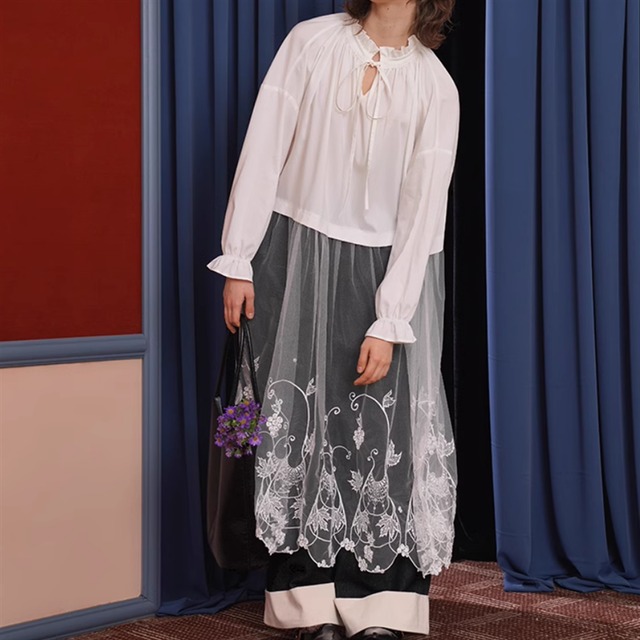 シアーレースロングブラウス　10962