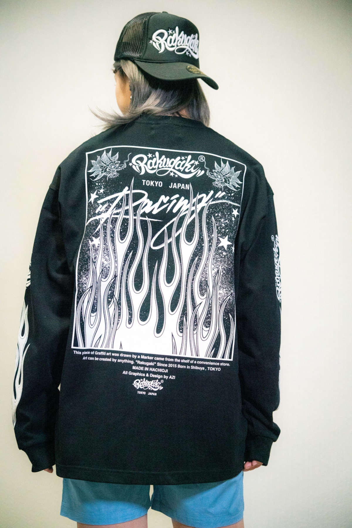 Rakugaki Racing FIRE Long Sleeve T-Shirts BLACK | RAKUGAKI ONLINE STORE