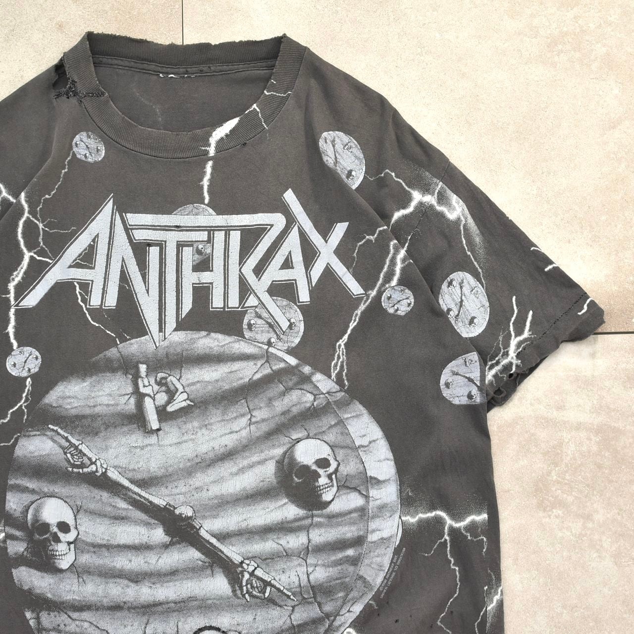 Rare! 90s ANTHRAX full print damage custom T-shirt | days memory 【公式】古着通販 オンラインストア