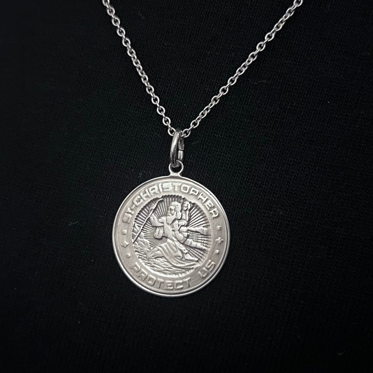OLD TIFFANY & CO. St. CHRISTOPHER Medal Charm Necklace Sterling