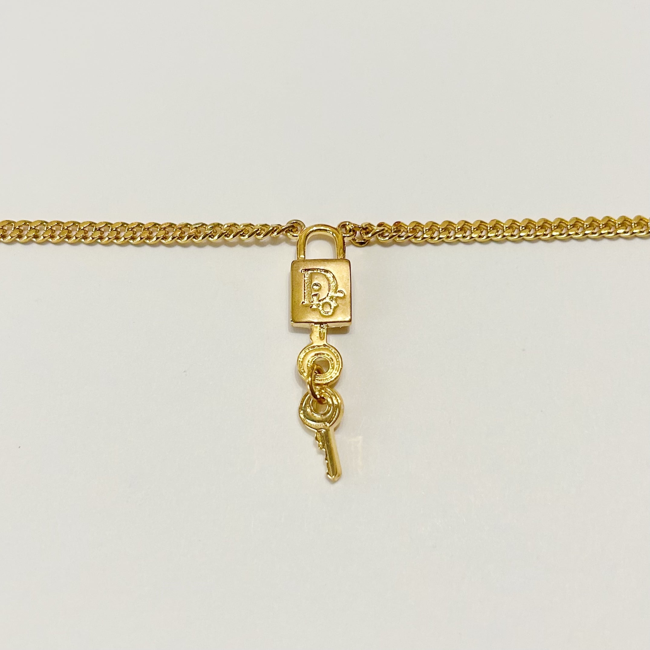 N5392】Christian Dior logo padlock necklace/クリスチャンディオール