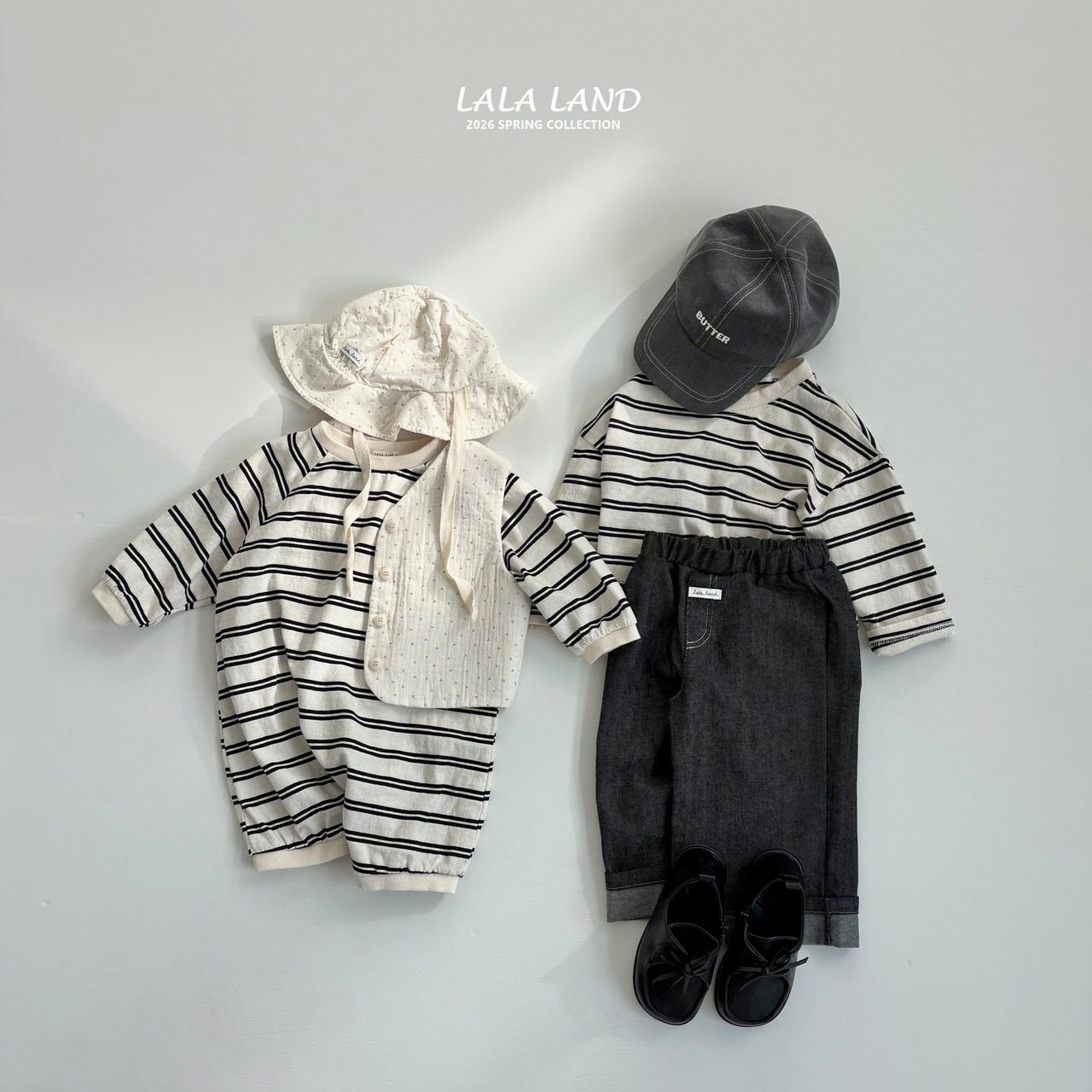 LALALAND 26/SS (Kids)Loll-up Stitch denim